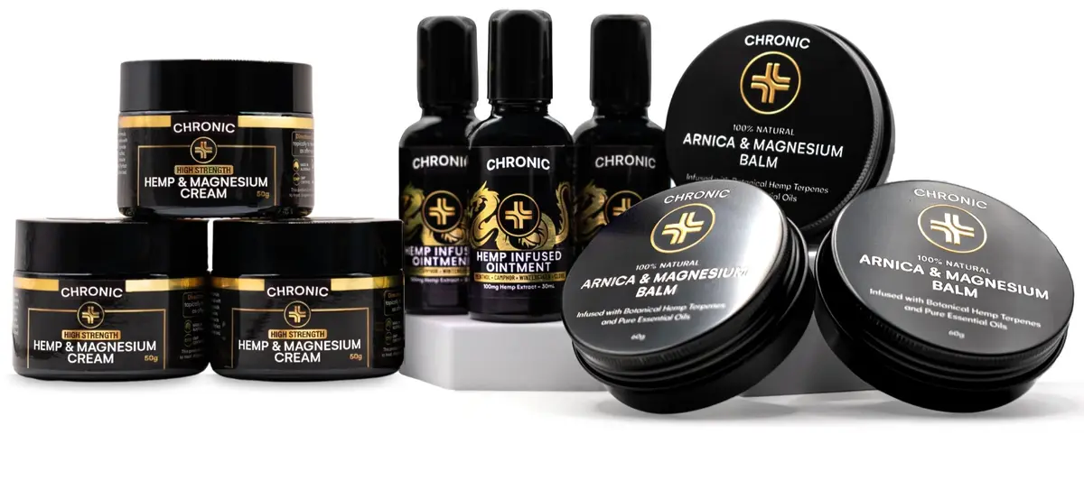 Chronic Australia's Hemp & Magnesium Cream, Hemp Infused Ointment and Arnica & Magnesium Balm
